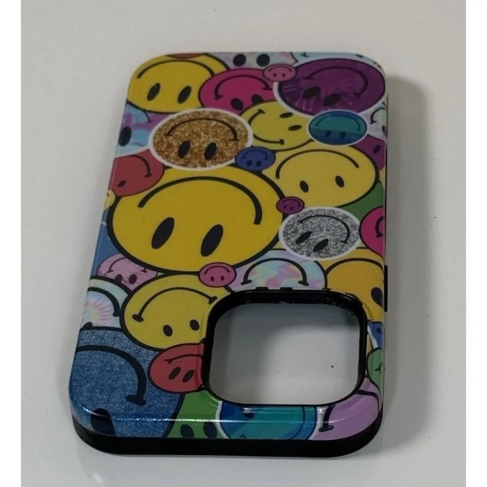 Casely iPhone 13 Pro Case Happy Face Print MagSafe Compatible Multi Color 81-13‎